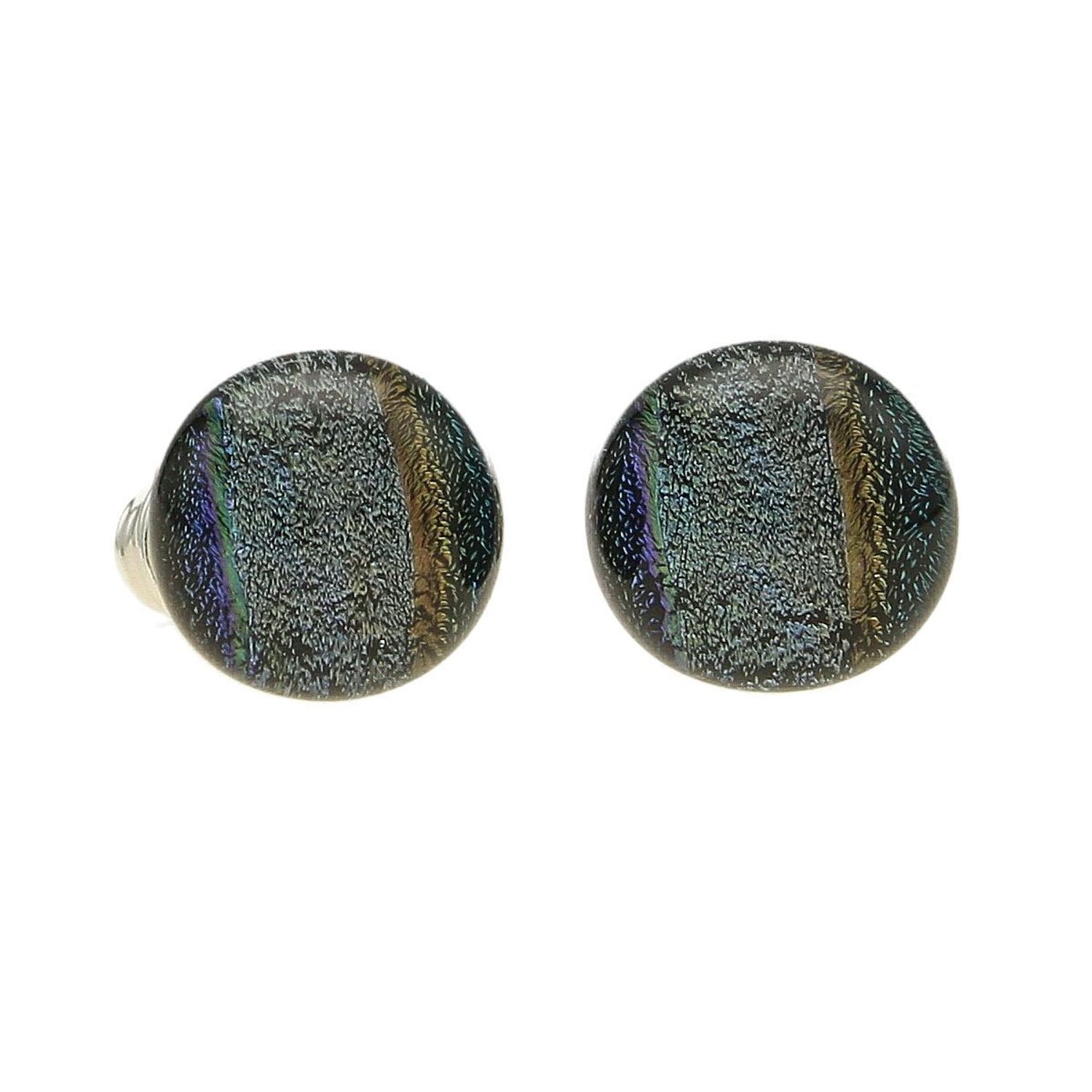 Srebrne kolczyki szkło weneckie opalizujące wieloma kolorami Murano 30.jpg